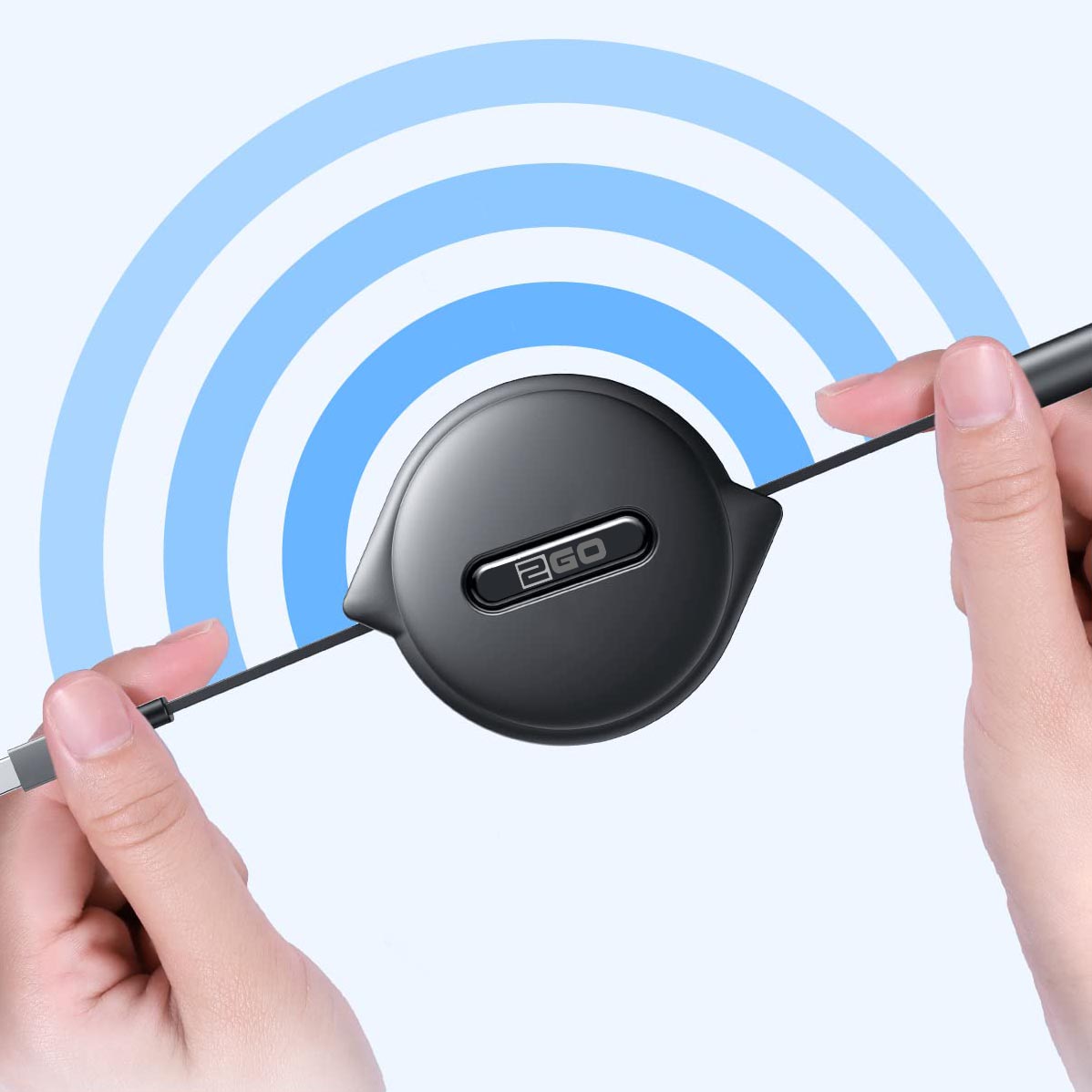 3 in 1 USB Ladekabel mit Aufroll-Automatik - USB A / USB Type-C <-> Micro-USB / Apple 8-Pin (Lightning) / USB Type-C - 20 cm bis 100 cm variabel - schwarz