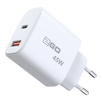 USB Ladegerät - 100 - 240 V - USB A - USB Type-C - 45 W - weiß