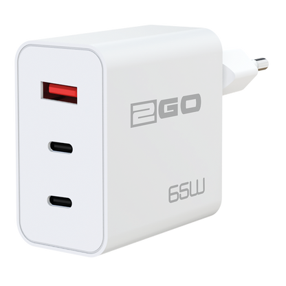 USB Netzladegerät - 100 V - 240 V - USB A - 2x USB Type-C - 65 W - weiß