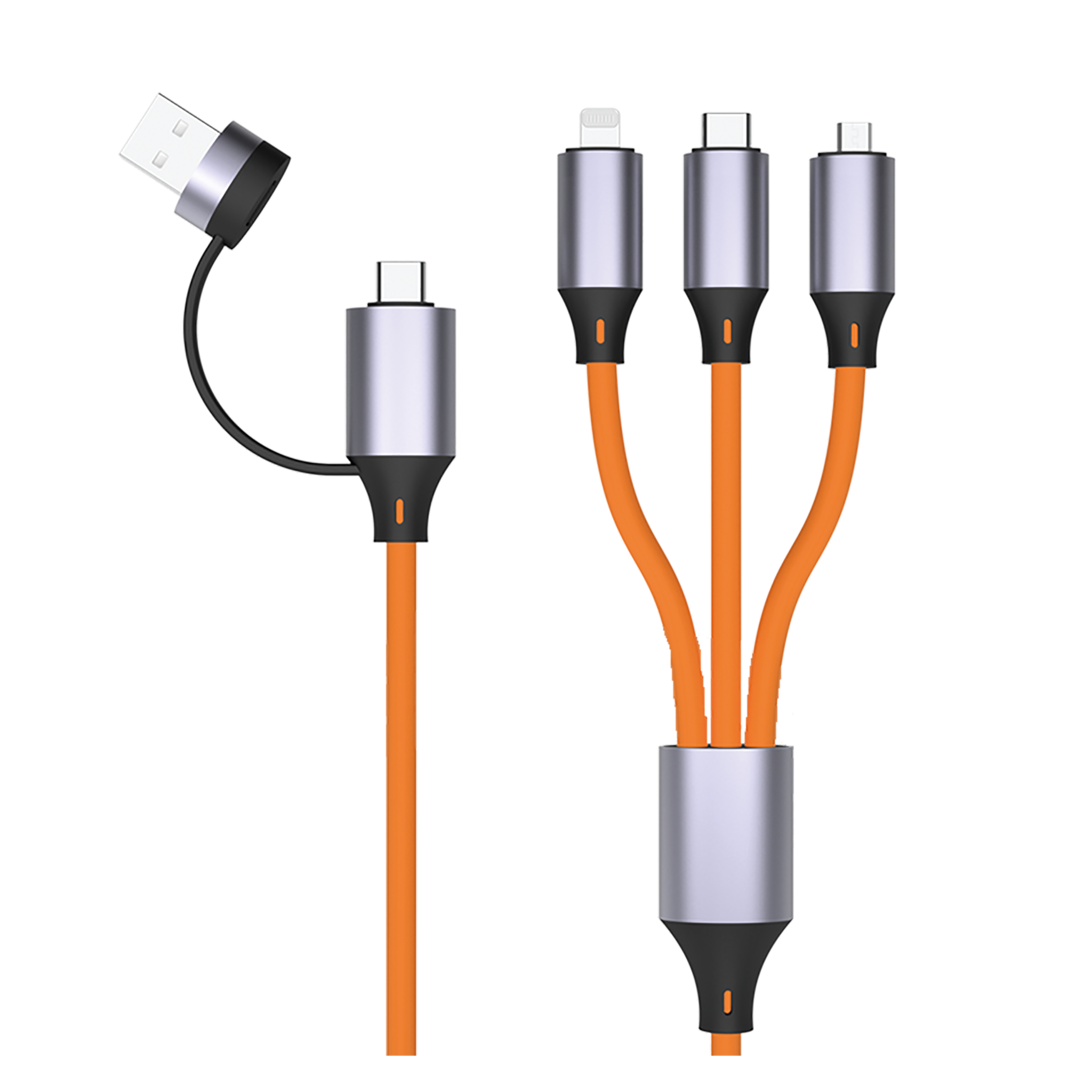 Ready2Sell Strip - USB A / USB Type-C Multi-Ladekabel - Silikon - hell blau & orange - 12 Stück