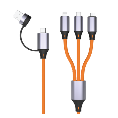 Ready2Sell Strip - USB A / USB Type-C Multi-Ladekabel - Silikon - hell blau & orange - 12 Stück
