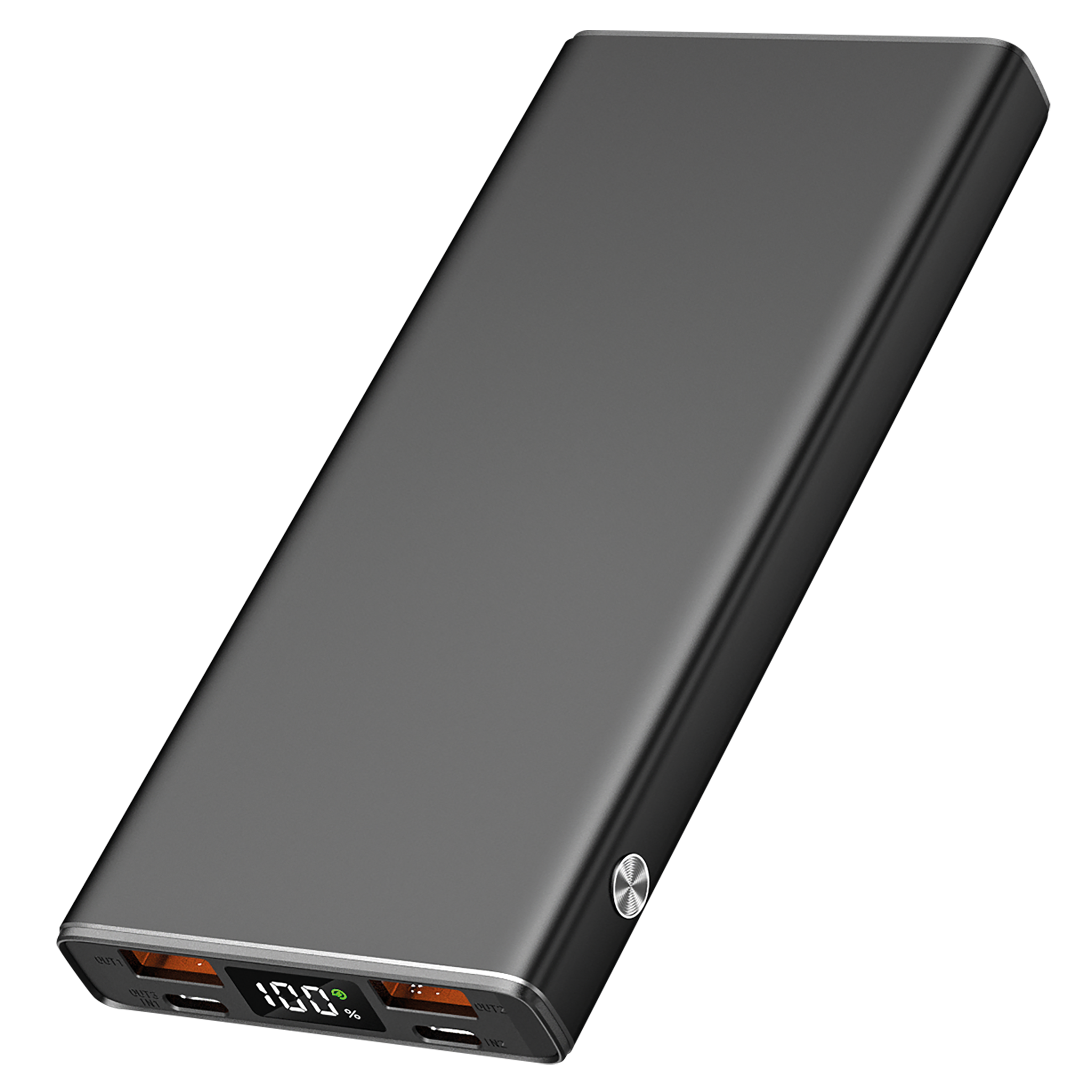 Powerbank 10000 mAh - 2 x USB A - 2 x USB Type-C - Aluminium-Gehäuse - anthrazit