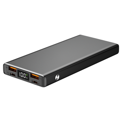 Powerbank 10000 mAh - 2 x USB A - 2 x USB Type-C - Aluminium-Gehäuse - anthrazit