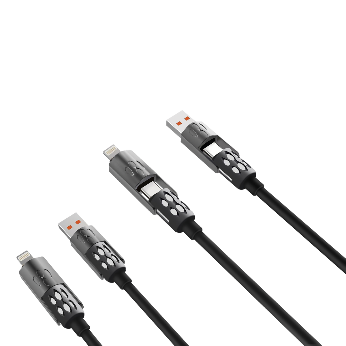 4 in 1 Multi Schnelllade- & Datenkabel - USB A / USB Type-C auf 8-Pin (Lightning) / USB Type-C - 140 cm - anthrazit