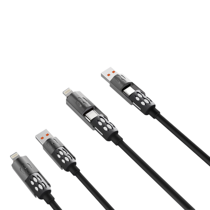 4 in 1 Multi Schnelllade- & Datenkabel - USB A / USB Type-C auf 8-Pin (Lightning) / USB Type-C - 140 cm - anthrazit
