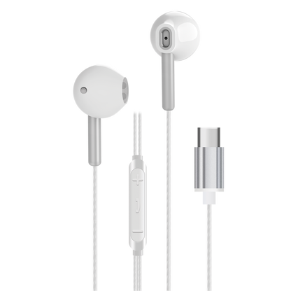 In-Ear-Headset "Deluxe" - Aluminium - Rufannahme - Lautstärkeregelung - USB Type-C