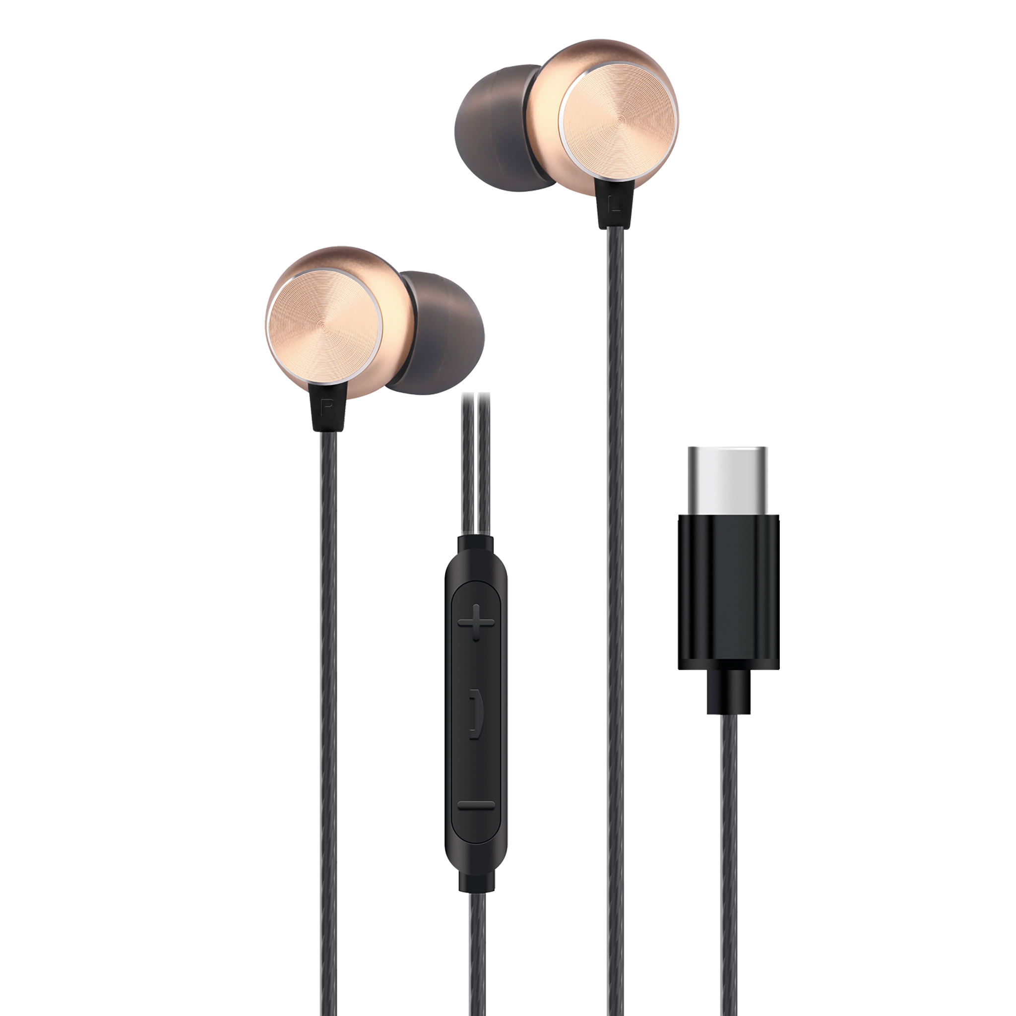 In-Ear-Headset "Deluxe" - Aluminium - Rufannahme - Lautstärkeregelung - USB Type-C