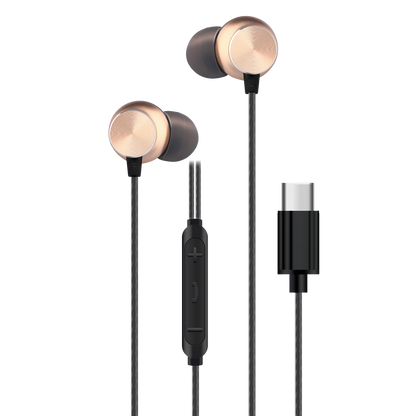In-Ear-Headset "Deluxe" - Aluminium - Rufannahme - Lautstärkeregelung - USB Type-C