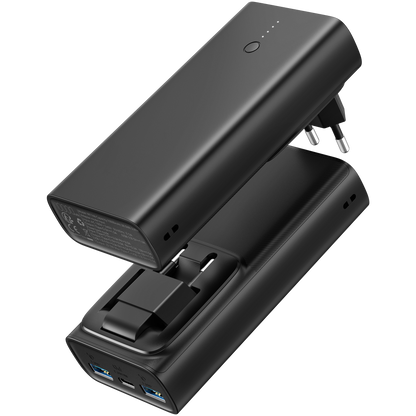 Powerbank 10000 mAh - 2x USB A - 1x USB Type-C - durchladefähig - schwarz - komplett