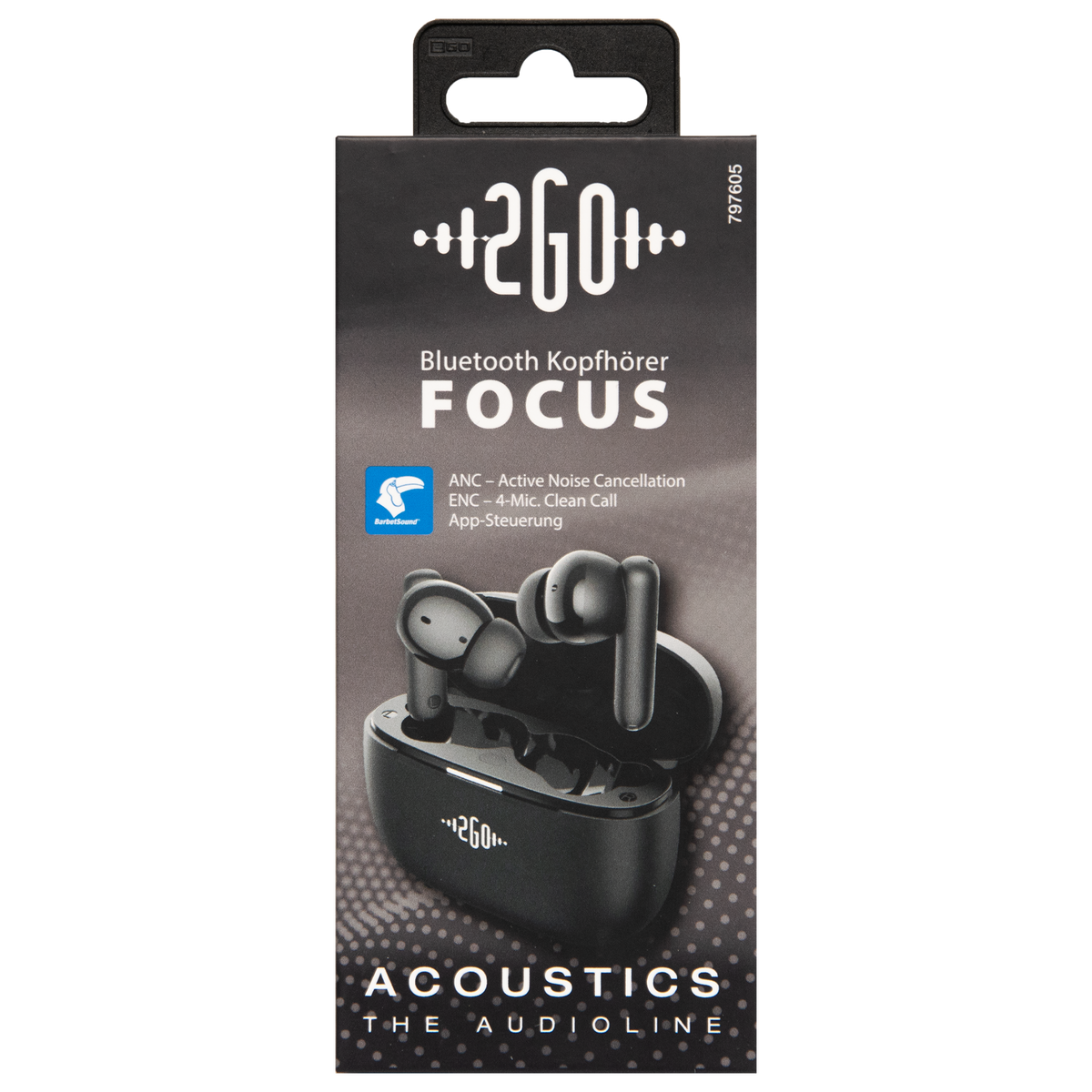 Bluetooth Headset "Focus" - ENC - ANC - App-Steuerung - Touch-Steuerung - schwarz