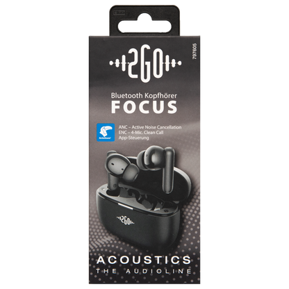 Bluetooth Headset "Focus" - ENC - ANC - App-Steuerung - Touch-Steuerung - schwarz