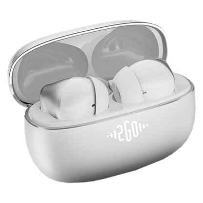 Bluetooth Headset "Alloy" - Vollmetallcase - Touch-Steuerung - Ladebox - silber