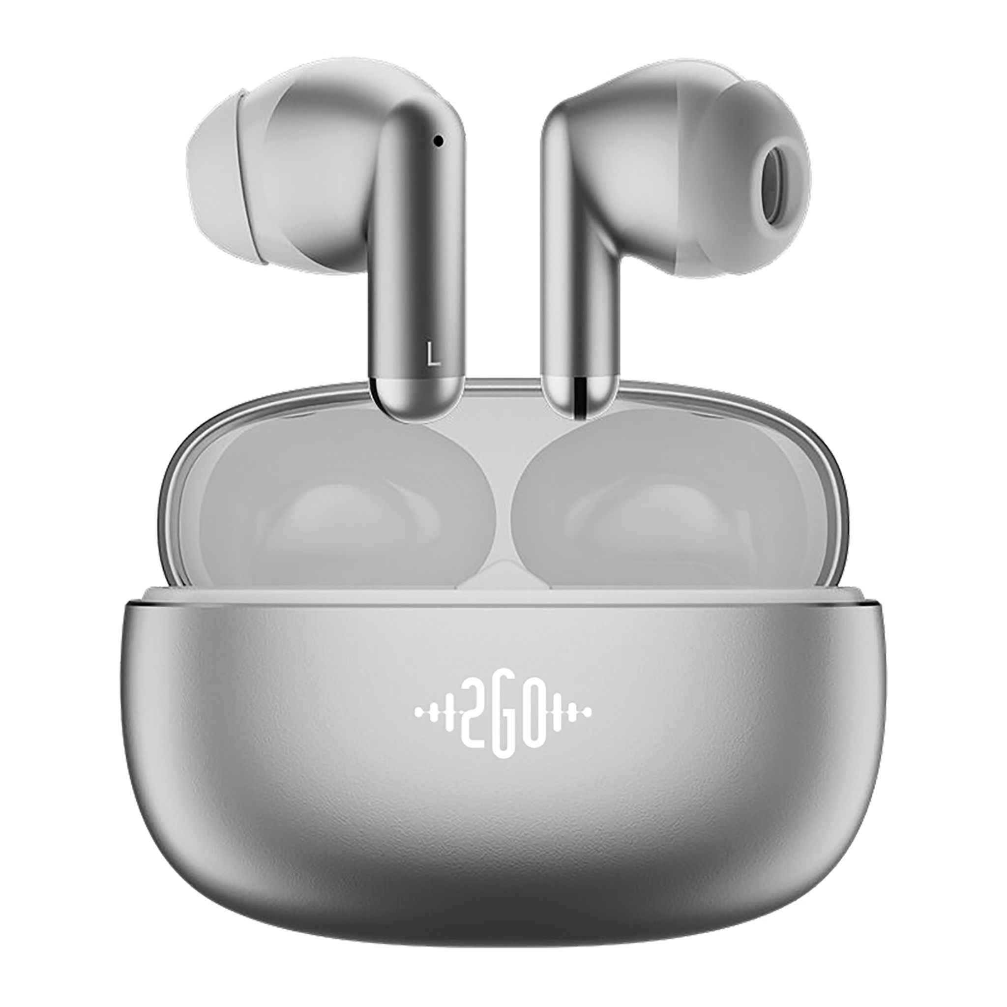 Bluetooth Headset "Alloy" - Vollmetallcase - Touch-Steuerung - Ladebox - silber