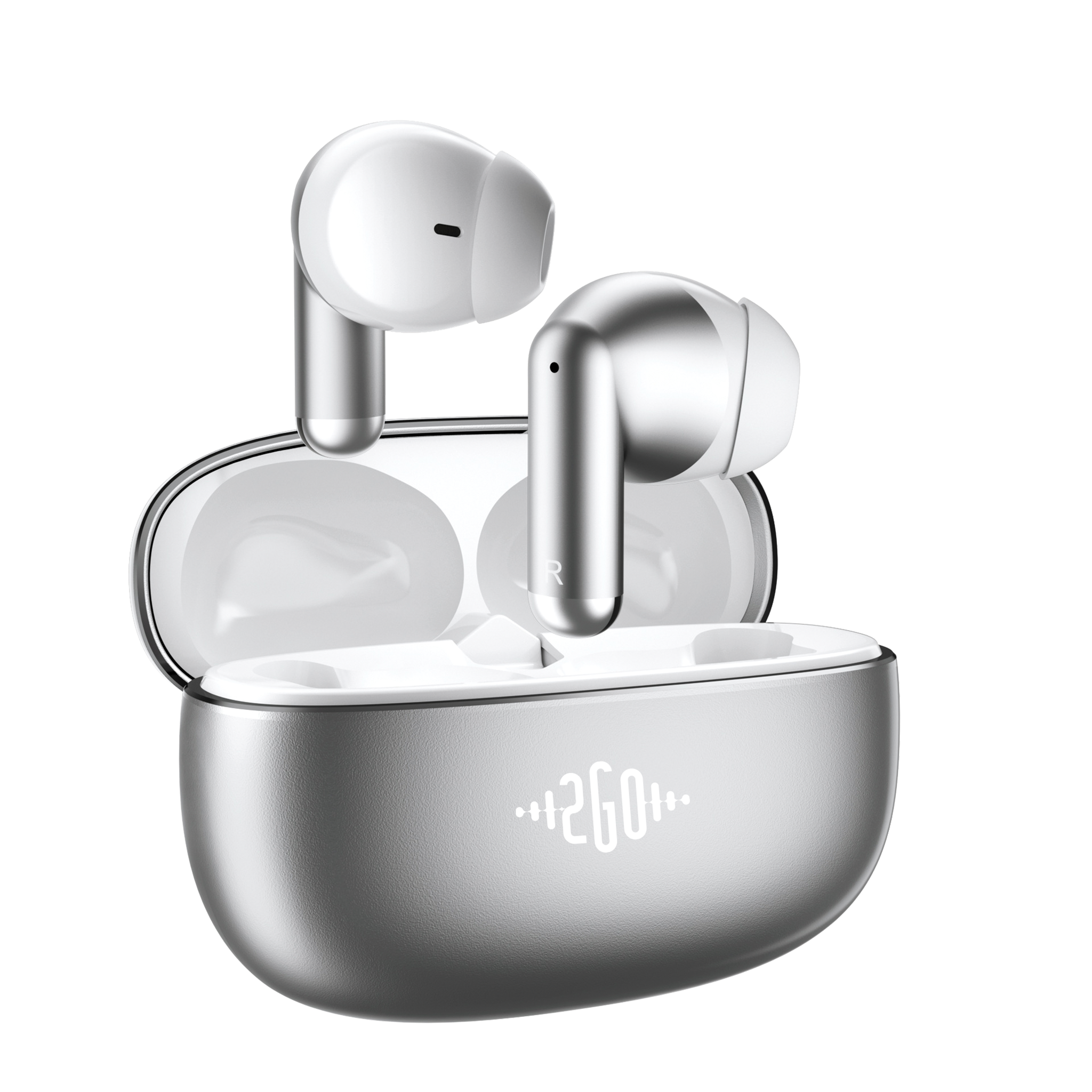 Bluetooth Headset "Alloy" - Vollmetallcase - Touch-Steuerung - Ladebox - silber
